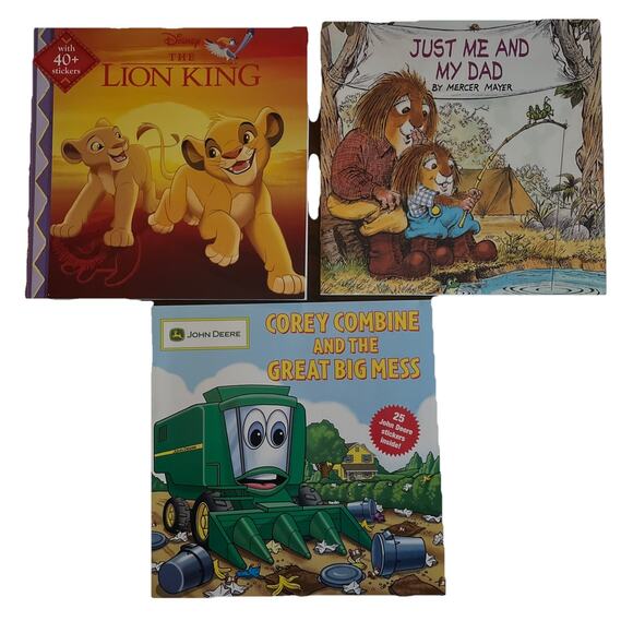 3 Book Set For Early Readers Disney, John Deere, Stickers Classic Library - Picture 1 of 10